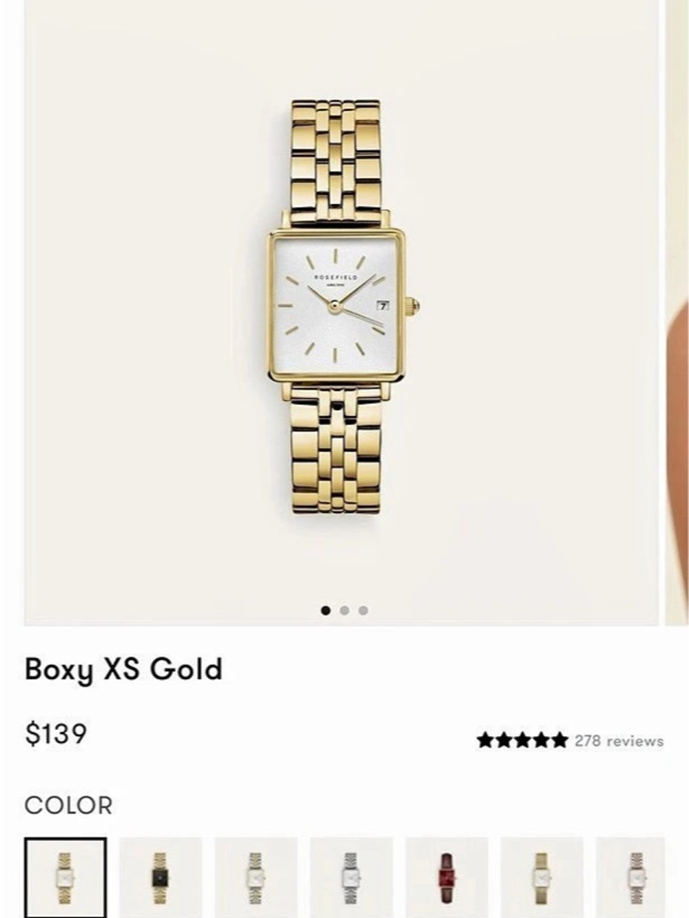Rosefield Boxy XS Gold Watch. Good condition